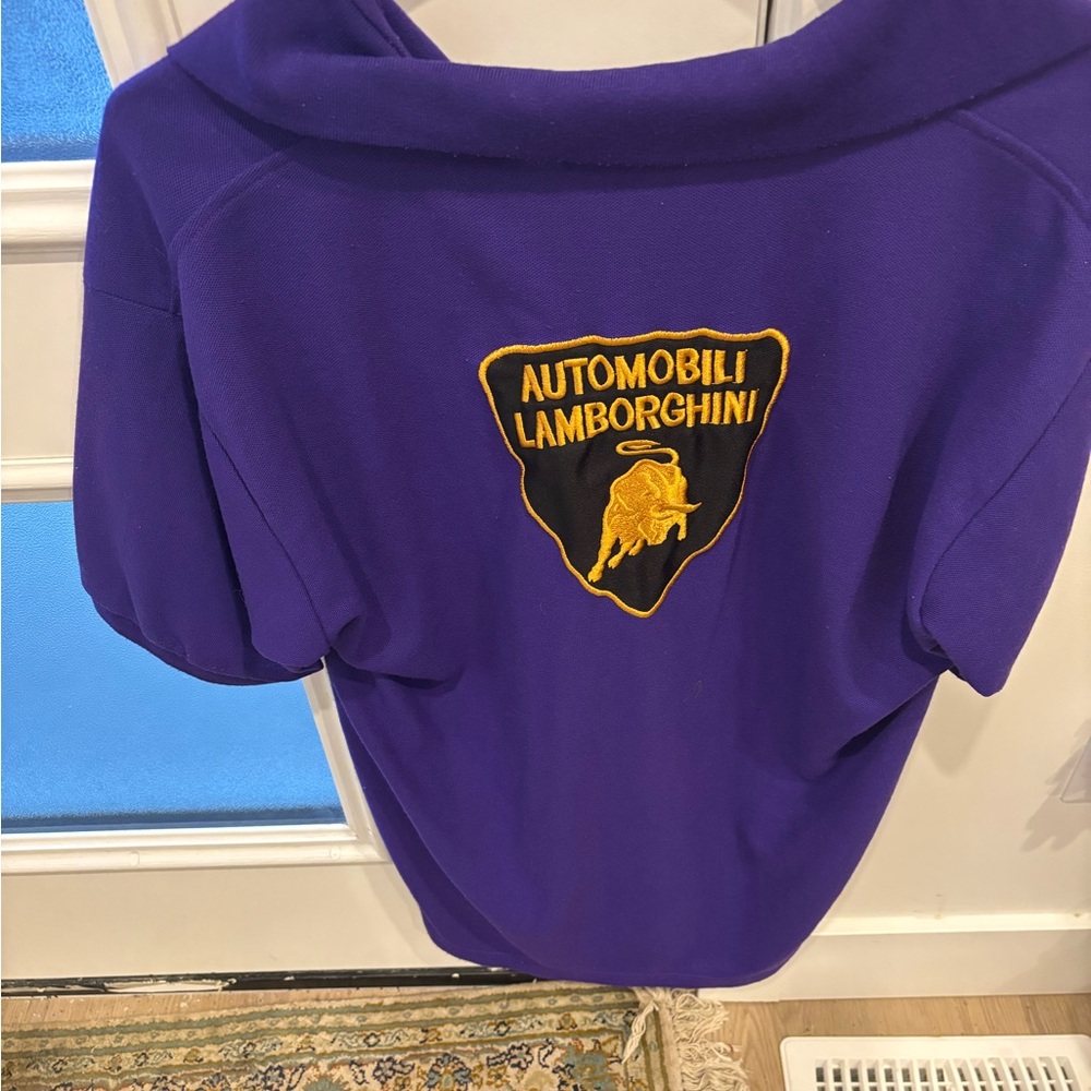 Lamborghini Purple Polo Shirt with Yellow Logo